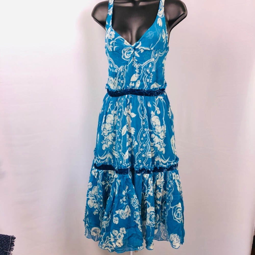 TRACY REESE 100% Silk dress with Velvet Ribbons